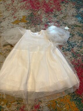 JNBY by JNBY Cream Tulle Puff Sleeve Dress